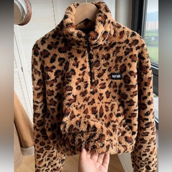 Leopard Print Teddy Jacket - Picture 2 of 9